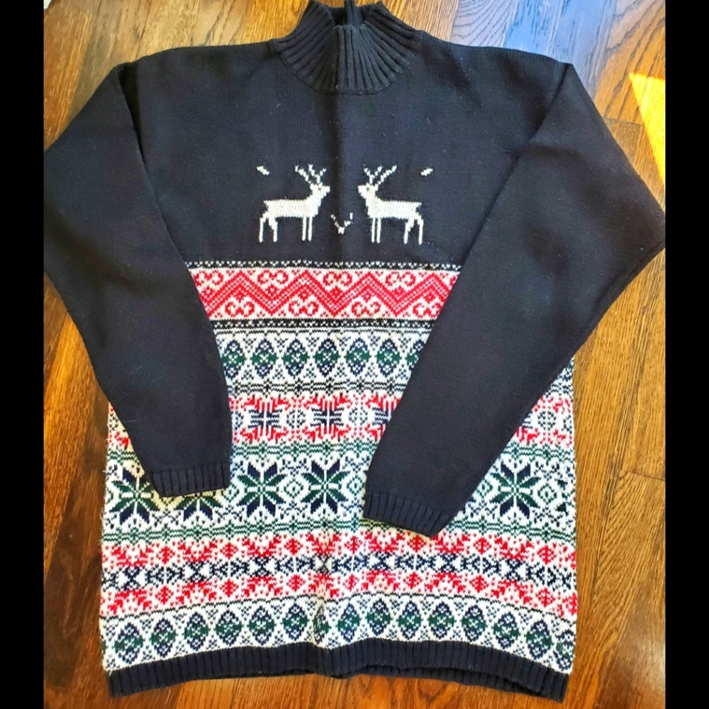 Reindeer sweater‎ vintage Liz Claiborne Cotton/ramie blend Size M